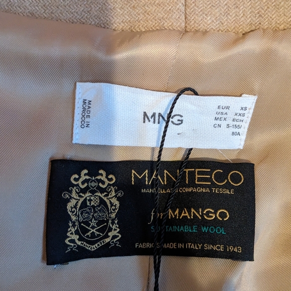 Mango Camel Wide Lapel Manteco Wool Belted Wrap Trench Coat - Picture 7 of 12